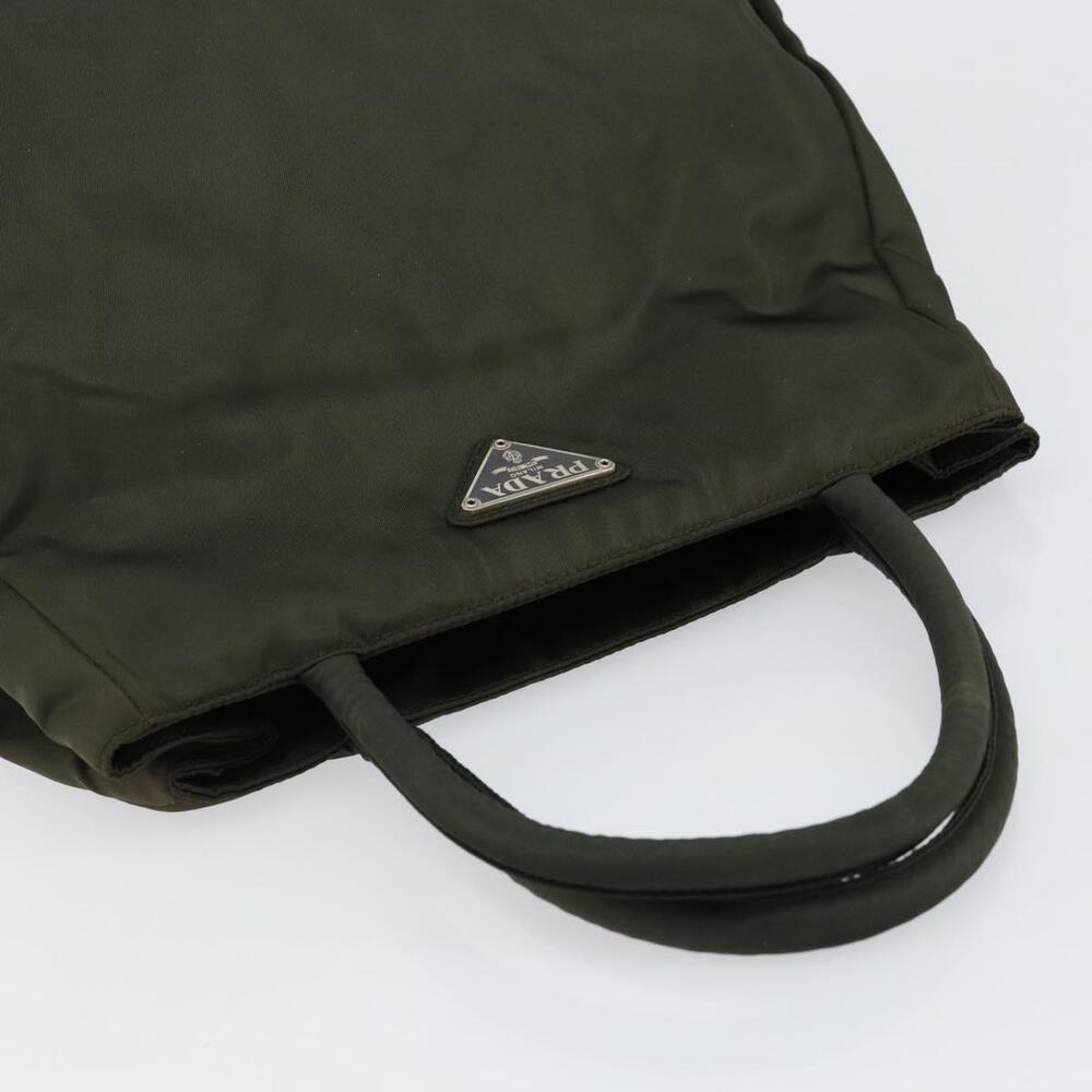PRADA Tote Bag Nylon Khaki Silver Auth bs30343 - Picture 6 of 16